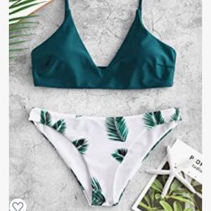 NEW Bikini Set Top Bottoms Small Palm Leaf